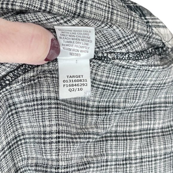 Converse Womans Plaid Shirt Smocked Fitted Top Button Up Cream Size M - Picture 7 of 7